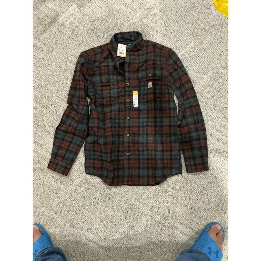 Carhartt Loose Fit Heavyweight Flannel Long-Sleeve Plaid Shirt NWT Size Small